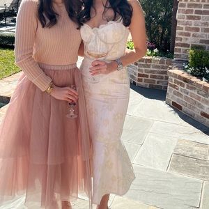 V. Chapman BRIDAL pearl corset top and midi skirt set